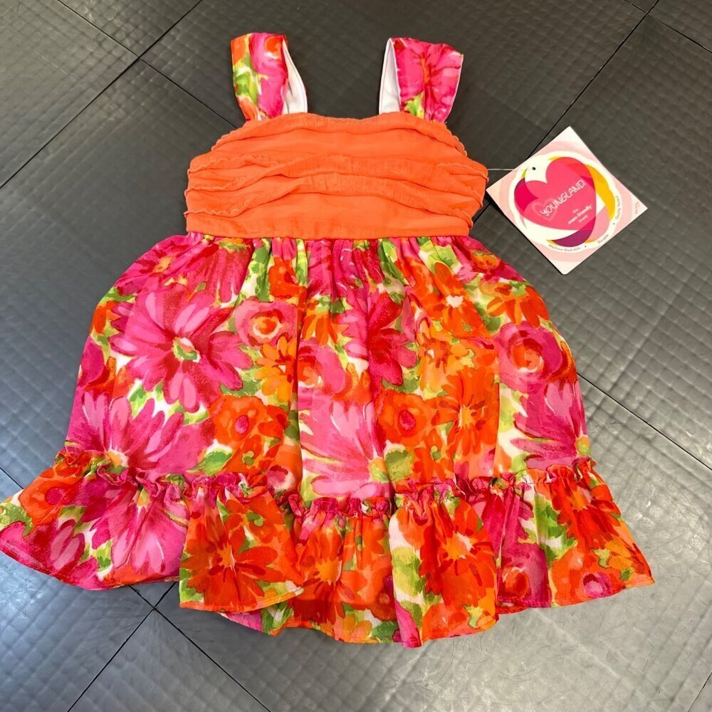 YOUNGLAND GIRLS PINK FLORAL DRESS 2T NWT